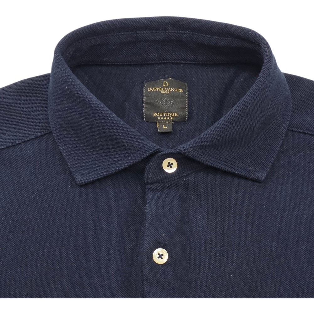 Quiet Luxury Doppelgänger Long Sleeve Polo Men’s L Navy Cotton Smart Casual - Picture 5 of 13